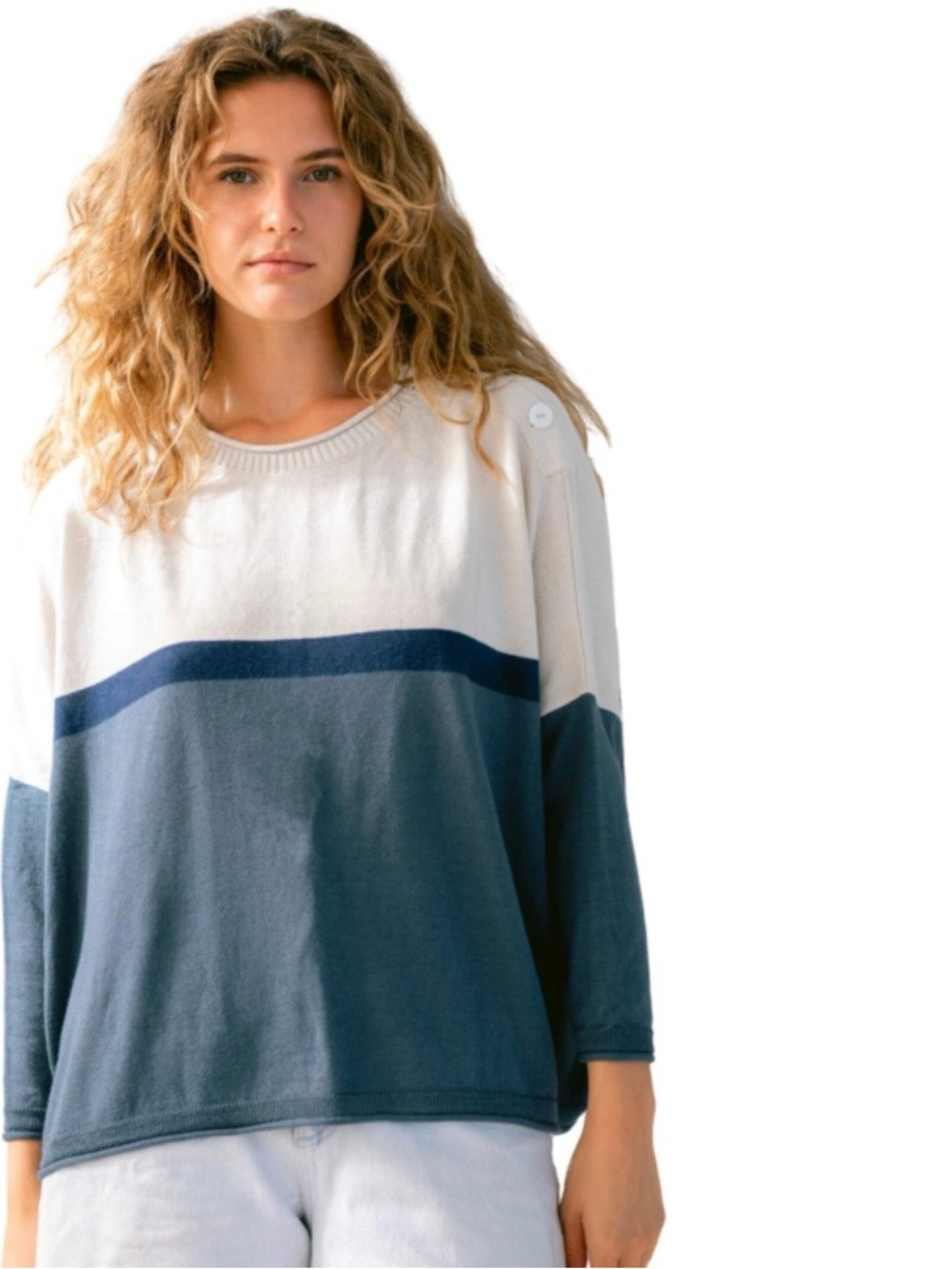 Mersea Catalina Cropped Colorblock One Size Blue Cream